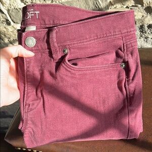 LOFT Women's Maroon Burgundy Skinny Jeans